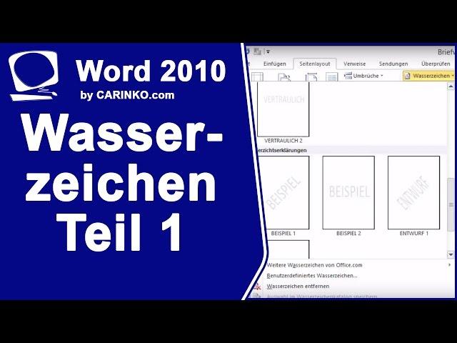 Wasserzeichen in Word 2010 erstellen Teil 1 - carinko.com