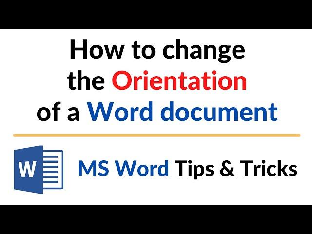 Change Orientation of a Word document