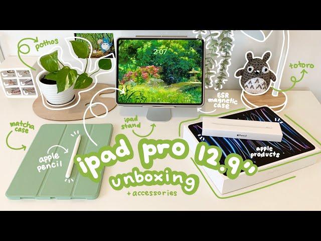 ipad pro 12.9” m2 unboxing 2023  apple pencil 2 + accessories