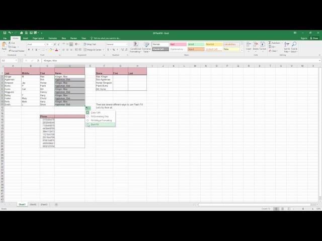 Excel 2016: How to Use Flashfill. [HD]