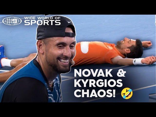 Kyrgios & Djokovic's hilarious exhibition match gets out of hand!  | Wide World of Sports