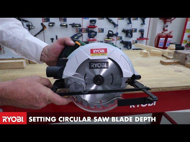 Adjusting circular saw depth.