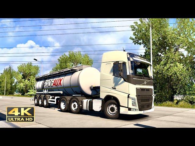 Euro truck simulator 2| realistic volvo fh with oil tanker | 4k graphics