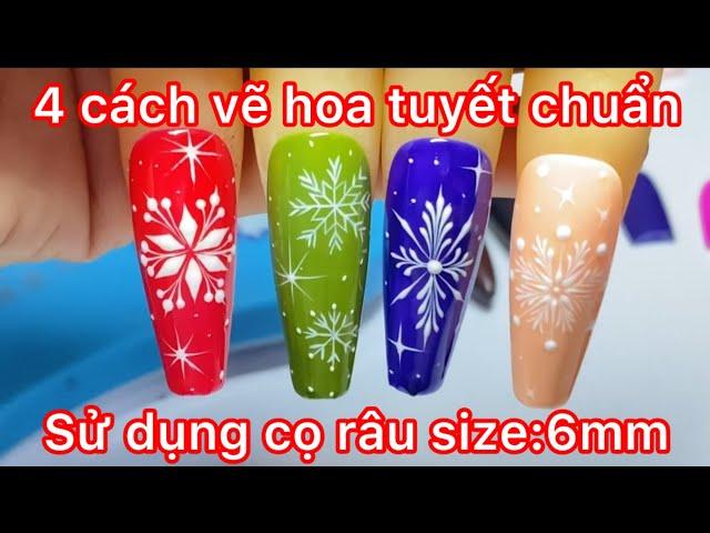 Mẫu nails noel 4 cách vẽ hoa tuyết cơ bản lên móng tay