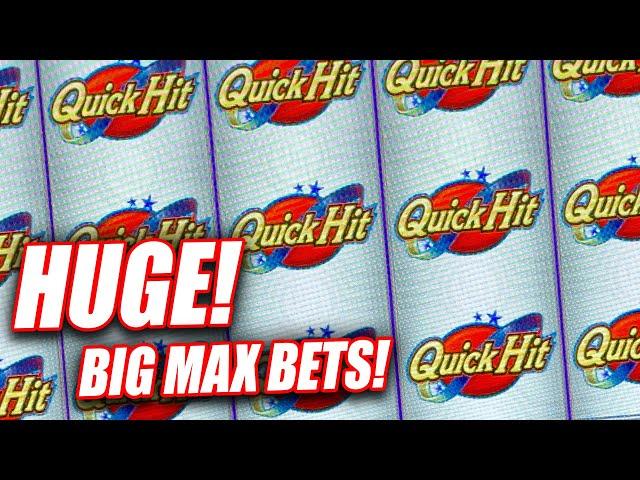 QUICK HIT PROGRESSIVE  HIGH LIMIT PLAY  SLOT MACHINE BONUSES & BIG WINS!