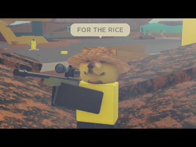 Asian cheems fights for rice in The Neighborhood War