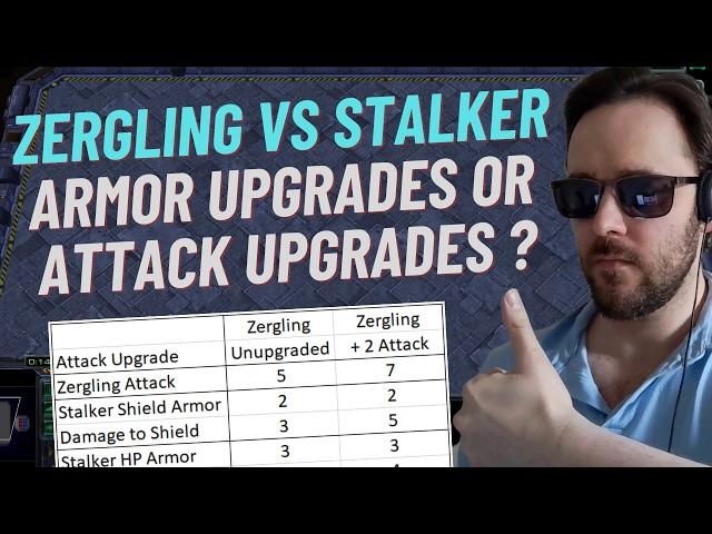 Are Armor or Attack Upgrades better for Zerglings vs Stalkers? # starcraft2