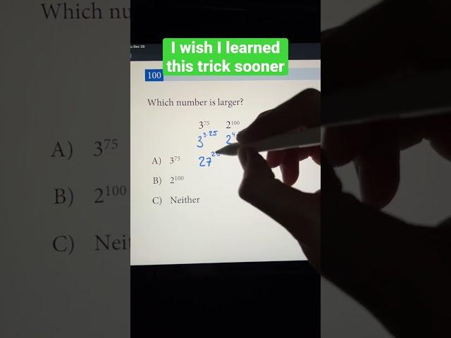 Comparing 2 Exponents With Different Bases | Math Trick with JusticeTheTutor #shorts #maths #math