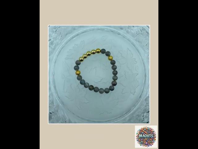 Bracelet for Men with Gold Plated Hematite & Labradorite Gemstone Beads - Mens Bracelet - Gifts f...