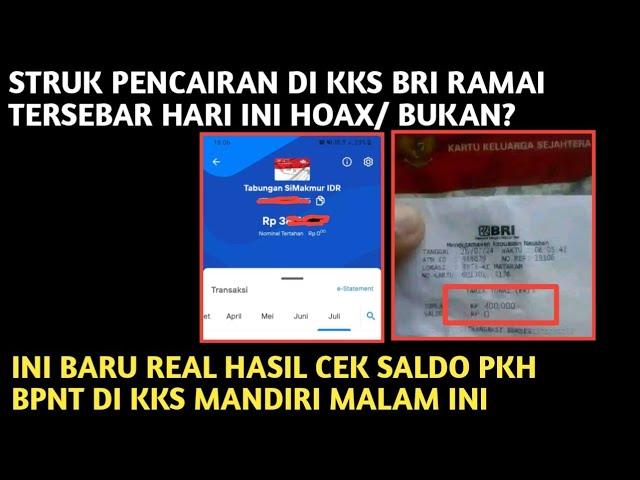 STRUK PENCAIRAN DI KKS BRI YG TERSEBAR HOAX ATAU BUKAN? REAL HASIL CEK SALDO KKS MANDIRI MALAM INI