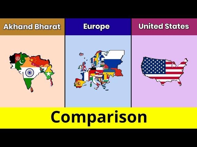 Akhand Bharat vs Europe vs United States | USA vs Europe vs Akhand Bharat | Comparison | Data Duck