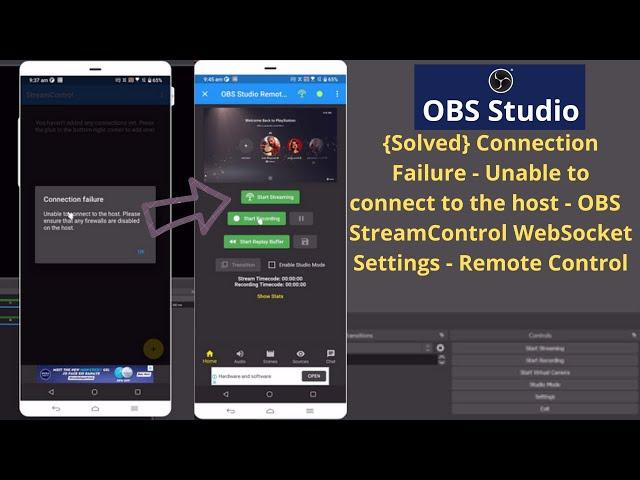 {Solved} Connection Failure - Unable to connect to the host - OBS  StreamControl WebSocket Settings