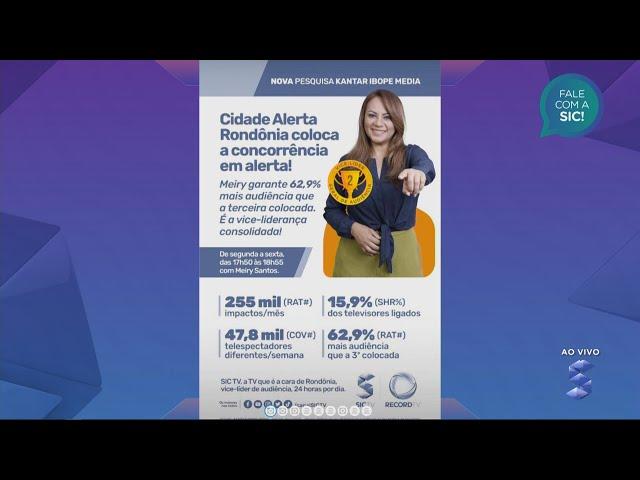 SIC News: Kantar Ibope Media garante Cidade Alerta RO com 62,9% mais audiência que a 3ª colocada