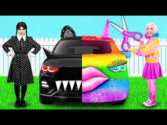 Coche Arcoiris vs Coche Negro Desafío por PaRaRa Challenge