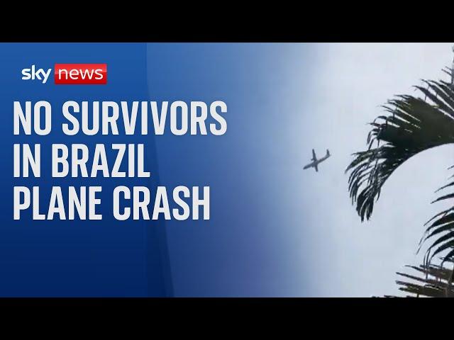 No survivors after passenger plane crashes in residential area in Brazil