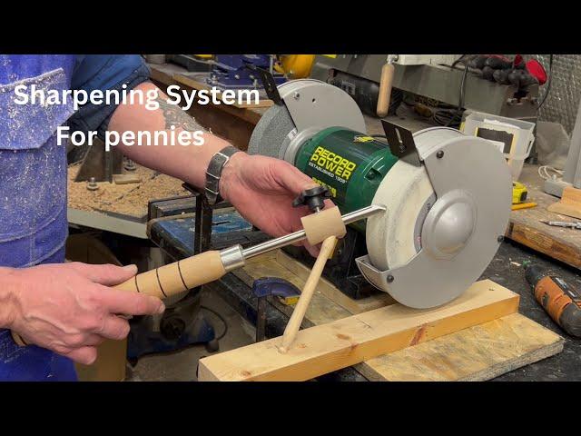 Woodturning. Sharpening system for pennies