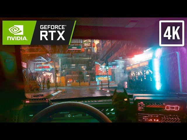 CYBERPUNK 2077 - Calm Nighttime Rain Driving ASMR - PC RTX MAX SETTINGS