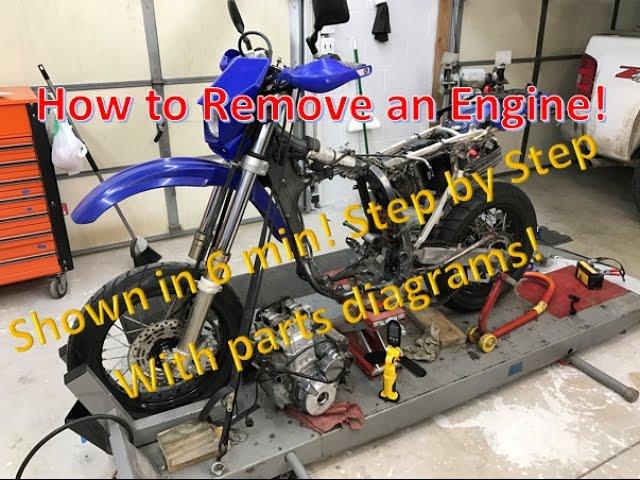 How to remove a motorcycle atv engine in 6 min! Demo: DRZ400SM DRZ DRZ400 Engine Removal