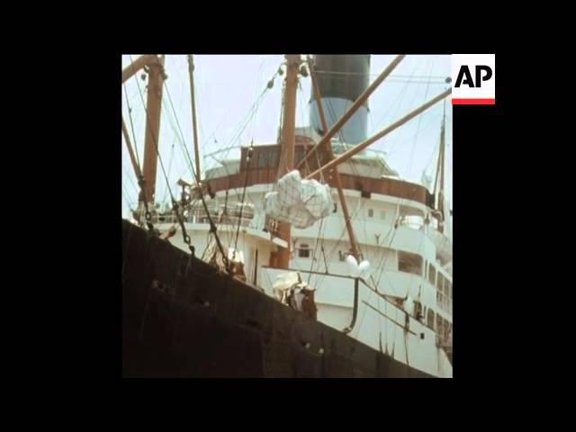 SYND 14/03/1970 GOODS FREIGHTER, THE ANCHISES, LOADED IN SINGAPORE DOCKS
