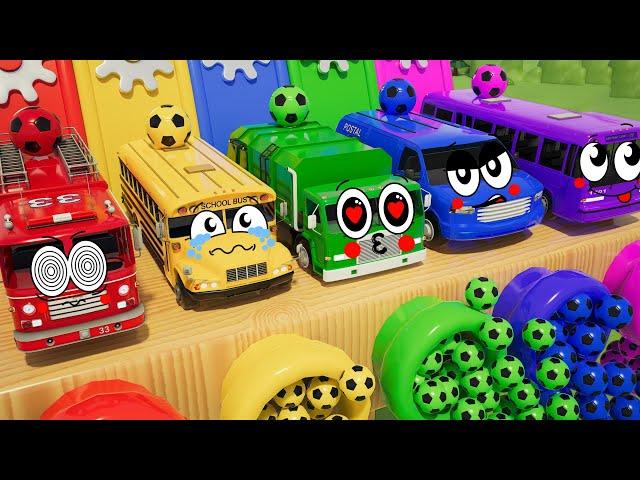 Ten in the Bed | Rainbow Vehicles | Color Song for Kids | Learn Numbers | MooPoo Play & Learn