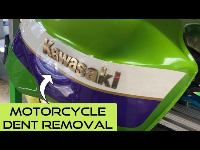 Motorcycle Dent Removal - Kawasaki ZRX 1200 Gas Tank Paintless Dent Repair