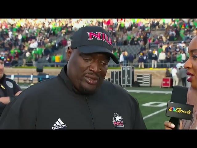 NIU's Thomas Hammock Reacts After 16-14 Win At Notre Dame