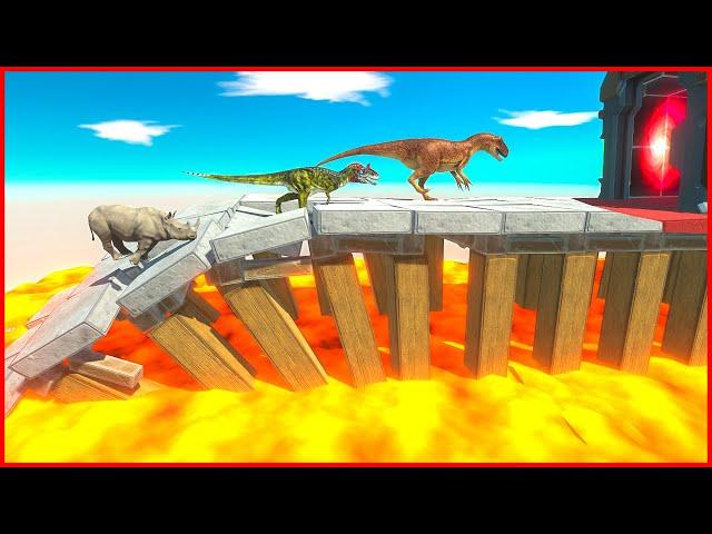 DESPERATE ESCAPE FROM BRIDGE FALLING TO PIECES - Animal Revolt Battle Simulator