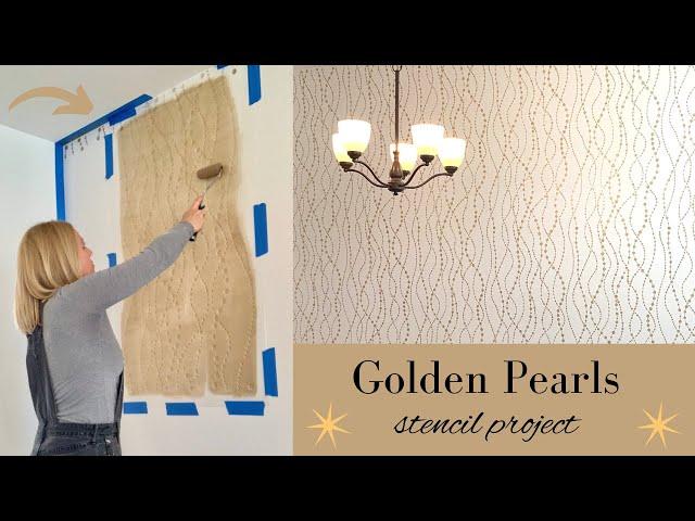 Stenciling An Accent Wall With Metallic Paint And Cutting Edge Stencils Pearls Wall Stencil Pattern!