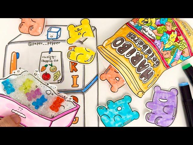 [paper ASMR] Crunchy Frozen Haribo Kohakuto Jelly! How to Make & Mukbang | paper pepper