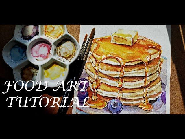 PAINT Pancakes with WATERCOLOR | Food ART TUTORIAL