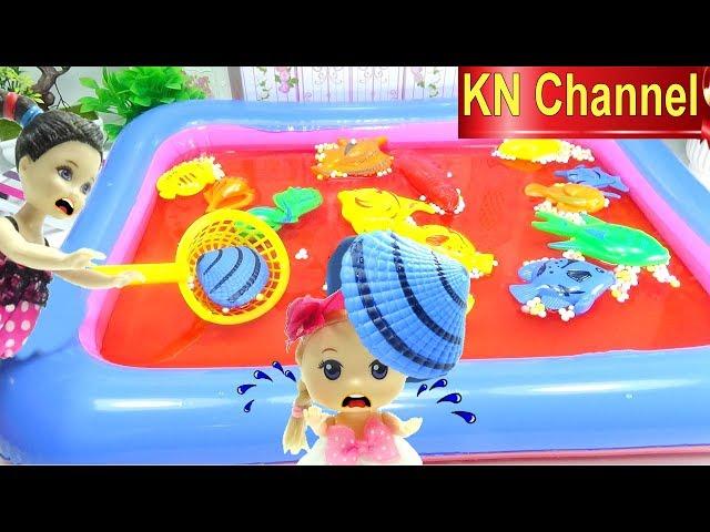 Đồ chơi Câu Cá BÚP BÊ BARBIE BẮT CON SÒ LỤA | Fishing toys game Kids toys TRÒ CHƠI CÂU CÁ