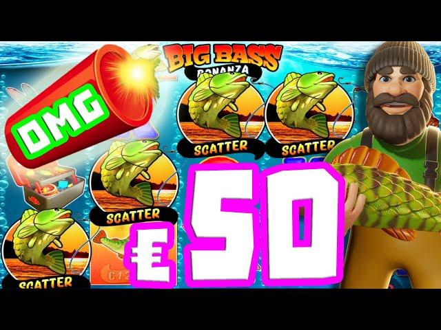 Big Bass Bonanza  Ultra Bonus Hunt MEGA BIG WIN up to €50 BET  4 SCATTER 15 SPINS + HUGE FISH‼️