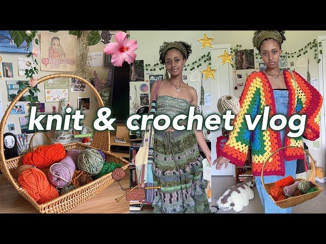  chatty knit & crochet vlog |  working on pieces for the summer 𓆉