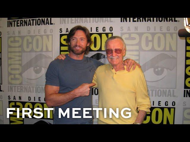 Watch the first meeting between Hugh Jackman & Stan Lee!