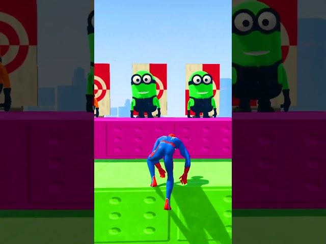 GTA 5 Epic Ragdolls | Spider Man vs ORANGE & GREEN Minions jump\fails EP.392 #gta #shorts #spiderman