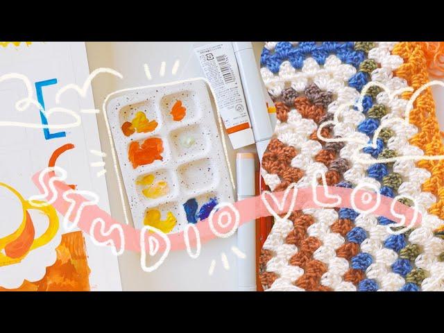 crochet projects, new paint palette, stream things  november studio vlog