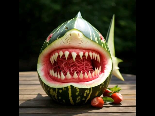 Fruit Carving  the shark Glorious Art #shorts # fruit carving #asmr #