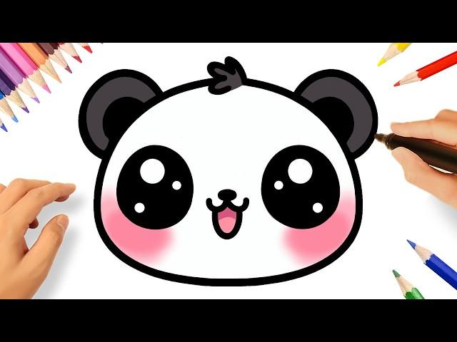 HOW TO DRAW A CUTE KAWAII PANDA FACE EASY 