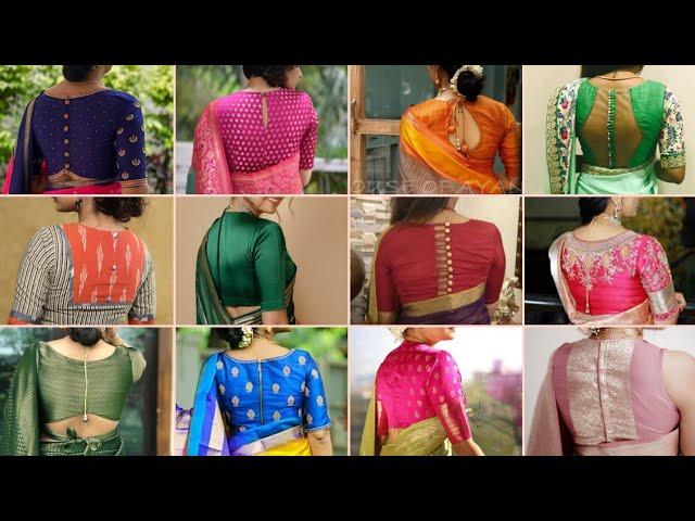 Latest Closed back neck blouse designs/ Trendy high neck blouse designs/ Silk saree blouse designs