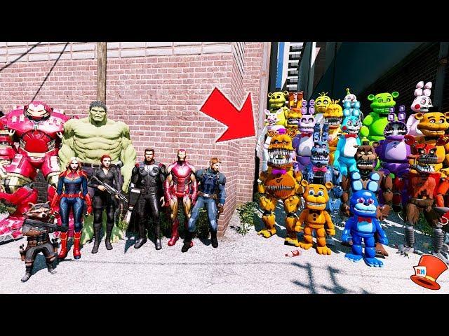 CAN THE AVENGERS DEFEAT ALL THE ANIMATRONICS? (GTA 5 Mods FNAF RedHatter)