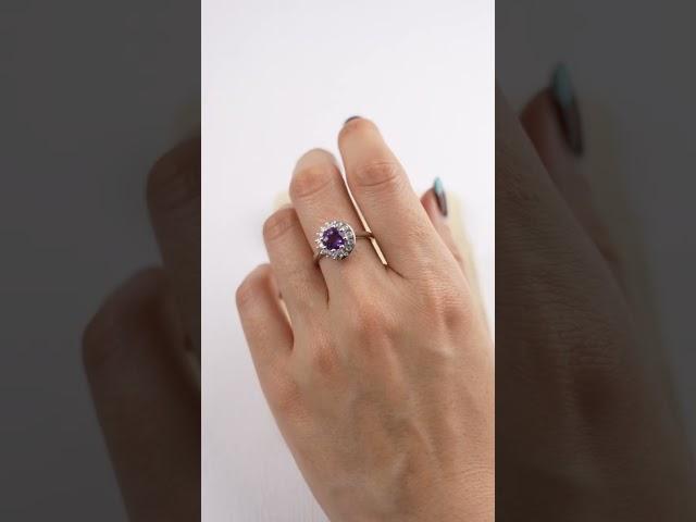 Unbox and put on an Amethyst Gemstone Ring with @luojewelry