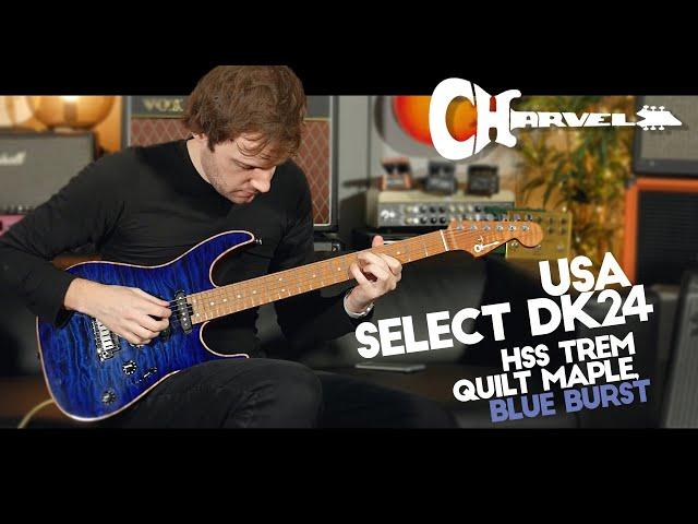 Charvel USA Select DK24 HSS Trem Quilt Maple, Blue Burst