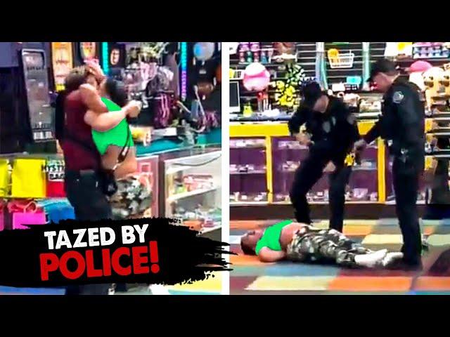 Karen FIGHTS Security Then Gets TAZED by Police and Drops Face-First!