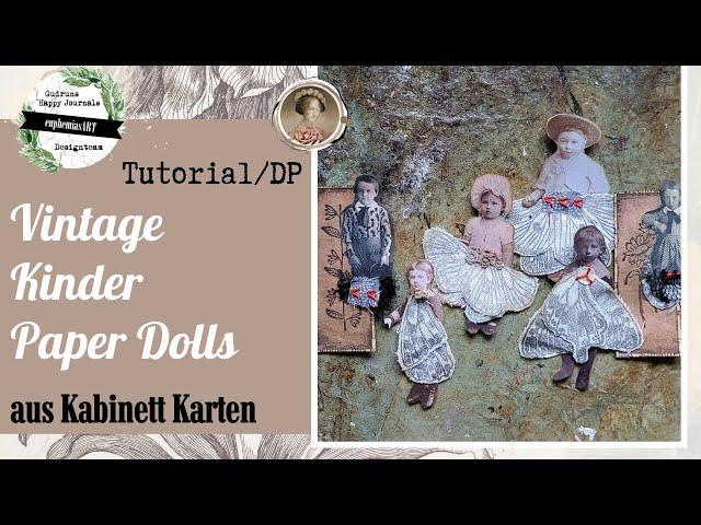 Vintage Kinder Paper Dolls m. Schmetterlingskleider  Kabinett Karten  DP Gudruns Happy Journals