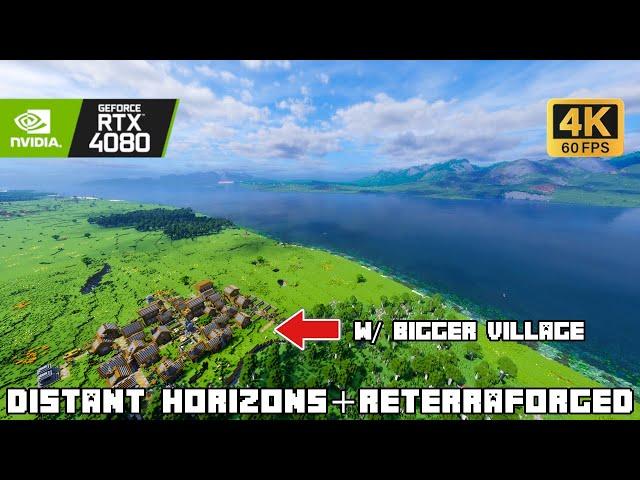w/ Bigger Modded Village | Exploring with Distant Horizons + ReTerraForged