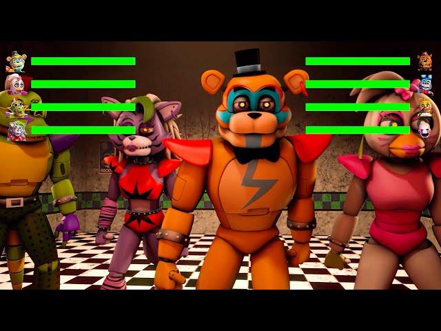 FNAF vs SECURITY BREACH Fighting Animations with Healthbars Compilation