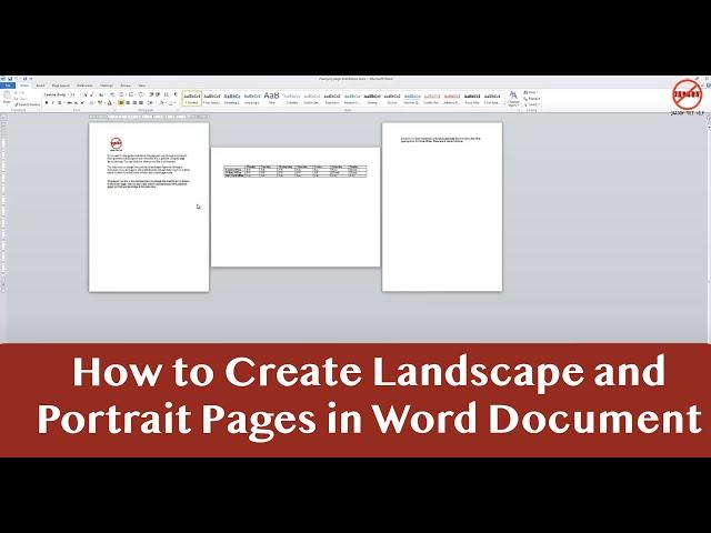 Portrait and Landscape in Same Word Document