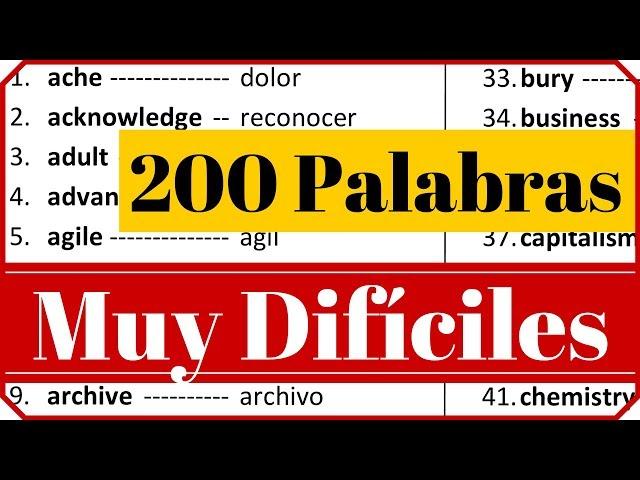 Palabras difíciles de pronunciar en inglés americano 200 vocablos con significado en español