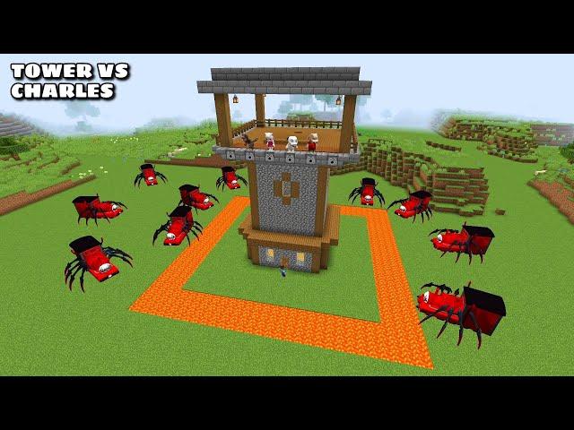 SURVIVAL TOWER DEFENSE VS 100 CHOO CHOO CHARLES in Minecraft - Gameplay - Coffin Meme