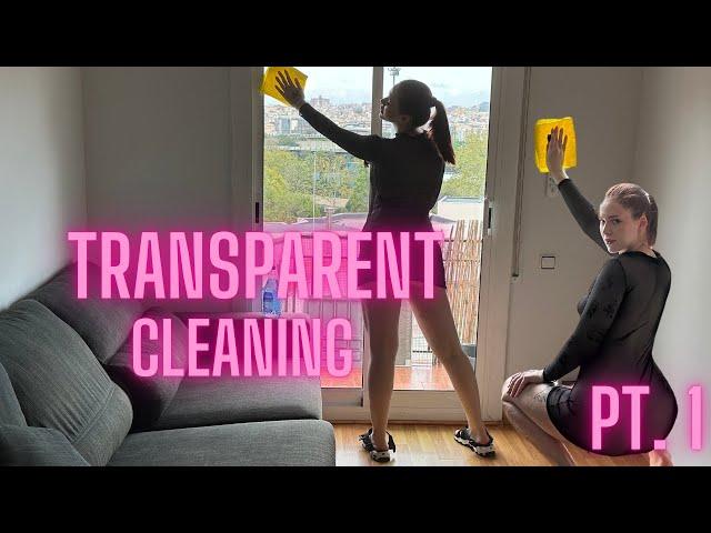 [4K] Your  fav Back SHEER dress CLEANING PT.1 | Mila  TryOn 2024 Transparent  cleaning routine